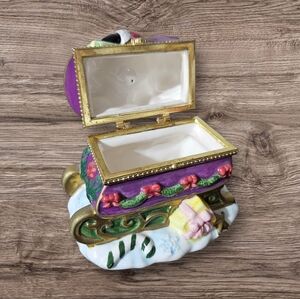 Vintage 1998 Hermitage Pottery Ceramic Santa Claus Hinged Trinket Box Christmas